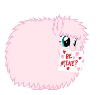 ❣ BE MINE? Kucyk, Kreskówka, Puszysty, Różowy, Serca, Walentynki, Miłość, Słodki telegram sticker