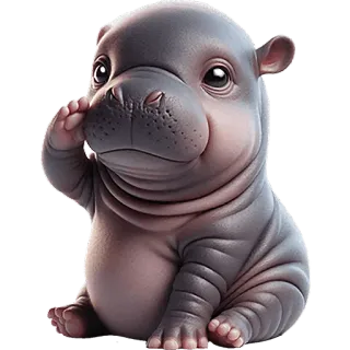 🫡 kuda nil, bayi kuda nil, imut, hewan, kartun telegram sticker