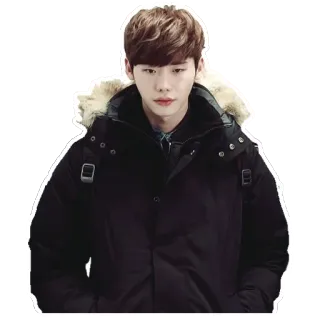 😞 personne, homme, veste, manteau d'hiver, coréen, homme telegram sticker