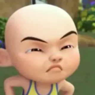 🏁 Upin Upin & Ipin upin ipin, мультфильм, злой, лысый, персонаж telegram sticker