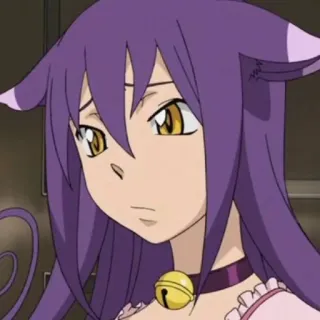 😕 Blair Soul Eater anime, cat, witch, purple hair, bell telegram sticker
