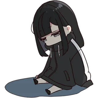 😔 Anime, Sedih, Chibi, Gadis, Kartun, Manga whatsapp sticker