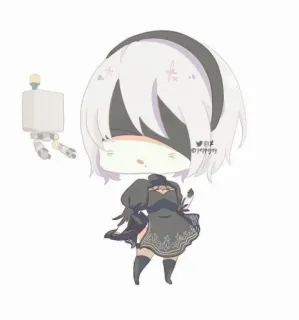 🎨 2B Nier: Automata android, anime, gra wideo, kobieta, miecz, robot telegram sticker
