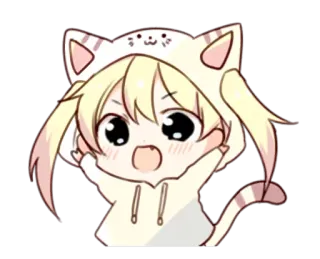 😃 anime, cartoon, cat, cute, kawaii, hoodie, character, sticker whatsapp sticker