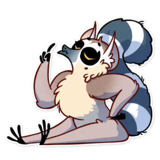 ☝ キツネザル, 動物, かわいい, 漫画, 野生動物, マダガスカル telegram sticker