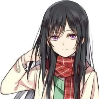 🙃 anime, girl, scarf, female, cartoon whatsapp sticker