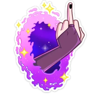 🖕 jari tengah, menyinggung, portal, bintang, galaksi, ungu telegram sticker