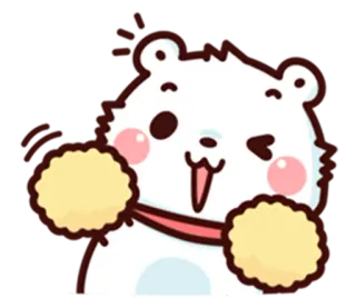 😄 beer, schattig, dier, knipogen, pompons, cartoon telegram sticker