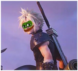 😏 Cloud Strife Final Fantasy VII 克劳德·斯特莱夫, 最终幻想, 佩佩蛙, 电子游戏, 动漫 telegram sticker