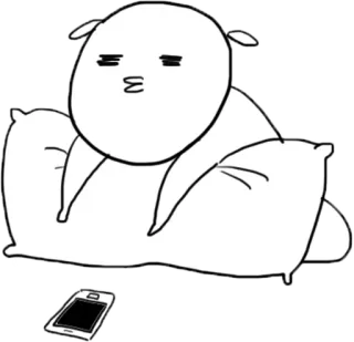 🙄 cartone animato, cuscino, telefono, assonnato, carino, pigro, relax telegram sticker