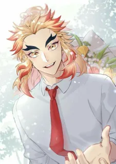 🔥 Kyojuro Rengoku Demon Slayer アニメ, 煉獄杏寿郎, 鬼滅の刃, キャラクター, 漫画, 笑顔 telegram sticker