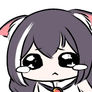 😢 Katzenohren, weinen, Anime, kawaii, traurig, Cartoon whatsapp sticker