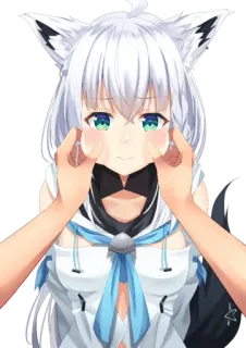 😕 Fubuki Shirakami anime, vtuber, hololive, kawaii, cute, fox girl whatsapp sticker