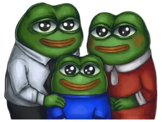 👨‍👩‍👦 Pepe the Frog pepe, sapo, meme, meme da internet, família, desenho animado, engraçado telegram sticker