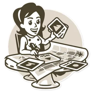 🔵 dibujo animado, mapa, planificación, mujer, imágenes, dibujo telegram sticker