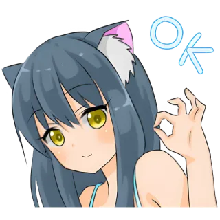 👌 Ok Ragazza anime, Ragazza gatto, Ok, Gesto, Carino, Cartone animato telegram sticker