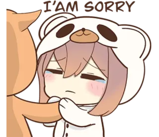 ☺️ I'm sorry cartoon, sad, apology, anime, crying, bear, sympathy, cute telegram sticker
