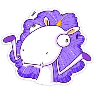 🤷‍♂️ Kỳ lân, Hoạt hình, Hài hước, Tím, Minh họa, Động vật, Ảo mộng, Dễ thương telegram sticker