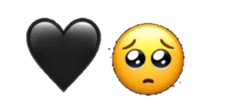 🌟 Emoji, Triste, Cuore spezzato, Cuore nero, Faccia triste, Emozione, Sentimento telegram sticker