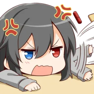 💙 Animé, Dessin animé, En colère, Chibi, Manga, Frustré(e) telegram sticker