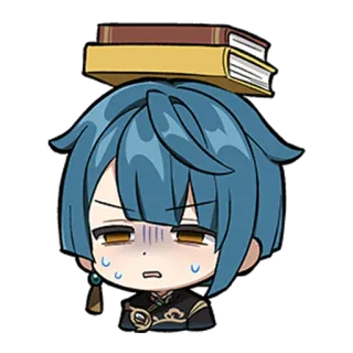 😣 Xingqiu Genshin Impact genshin impact, xingqiu, anime, personnage de jeu vidéo, livres, chibi, autocollant whatsapp sticker