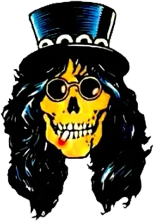 🔫 Slash slash, totenkopf, gitarrist, guns n roses, zylinder, rock, musiker whatsapp sticker