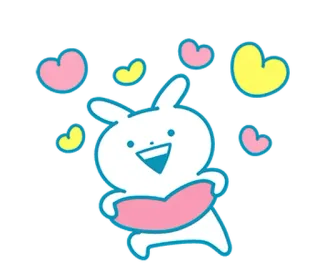 ☀ conejo, dibujos animados, corazones, lindo, alegre, animación telegram sticker