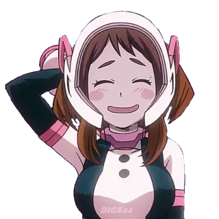 😆 Ochaco Uraraka My Hero Academia DIGESS Anime, Ochaco Uraraka, My Hero Academia, Fanart, Personagem, Herói telegram sticker