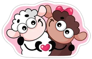 😍 pecora, animali, cartoni animati, amore, carino, cuore, adesivo whatsapp sticker