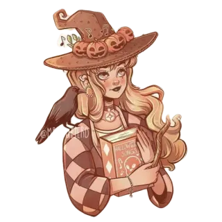 📖 HALLOWEEN SONGS witch, halloween, songs, book, pumpkin, crow, magic, illustration telegram sticker