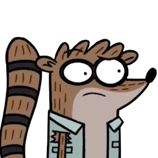 🤨 Rigby Regular Show cartone animato, procione, Regular Show, personaggio, animale telegram sticker