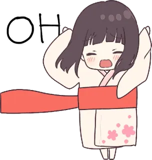😩 아 kawaii, anime, manga, cute, girl, kimono telegram sticker