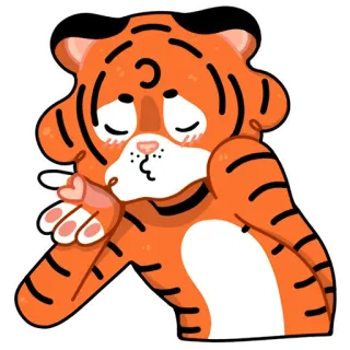 🥰 tigre, animal, fofo, desenho animado, beijo, coração, amor, laranja whatsapp sticker