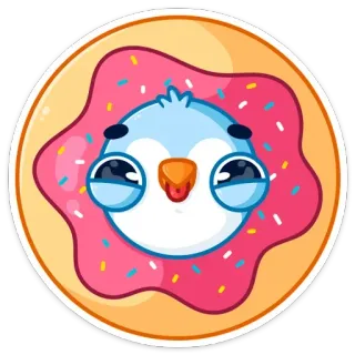 🍩 donut, oiseau, mignon, kawaii, sticker, dessert whatsapp sticker