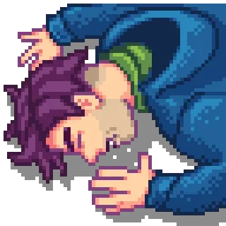 😌 Pixel art, Persona, Caído, Tumbado, Pixelado, Personaje telegram sticker