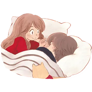 🥹 couple, love, sleeping, cartoon, cute, romance whatsapp sticker