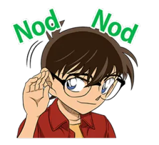 🙂 Conan Edogawa Detective Conan Nod Nod nodding, listening, anime, detective, conan, edogawa whatsapp sticker