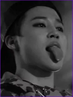 ◾️ Jimin kpop, jimin, sänger, zunge, schwarzweiß, musik telegram sticker