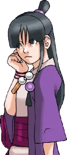 😕 Maya Fey Ace Attorney dziewczyna, medium, anime, fioletowy, japoński telegram sticker