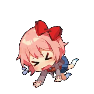 😭 Sayori Doki Doki Literature Club! Anime, Chibi, Pianto, Triste, Kawaii telegram sticker