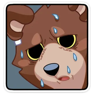 😅 oso, sudor, agotado, dibujos animados, pegatina, animal, angustia whatsapp sticker