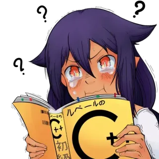 😭 C++ anime, pianto, libro, imparare, ragazza whatsapp sticker