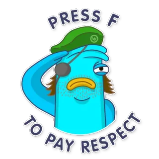👍 PRESS F TO PAY RESPECT 인터넷 밈, F 누르기, 존경 표하기, 존경, 경례, 만화 telegram sticker