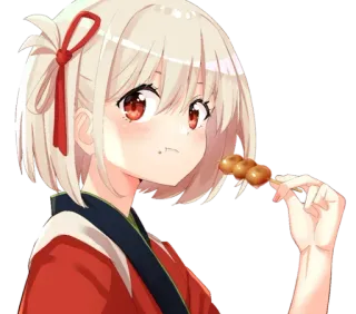 😍 Chisato Nishikigi Lycoris Recoil Anime, Chica, Lindo, Comida, Dango, Lycoris Recoil, Chisato Nishikigi telegram sticker
