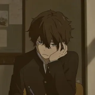 🥢 Anime, Triste, Annoiato, Pensieroso, Ragazzo telegram sticker