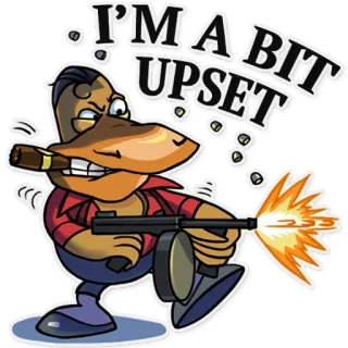 🙁 I'M A BIT UPSET アヒル, 銃, 葉巻, 不機嫌, 漫画, 怒り, 武器 telegram sticker