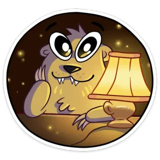 ☹️ мультфильм, животное, выдра, лампа, милый, иллюстрация telegram sticker