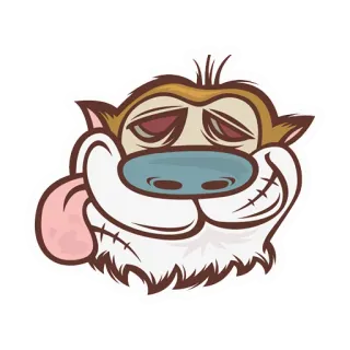 😜 Stimpy Ren and Stimpy cartone animato, divertente, commedia, Nickelodeon, personaggio, Stimpy telegram sticker