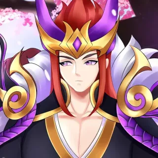 🦄 anime, character, art, illustration, purple, red, gold telegram sticker