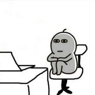 😕 만화, 앉아있는, 의자, 책상, 지루한 telegram sticker
